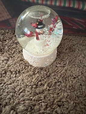 Snowman Snow Globe Holiday Decor - White Base